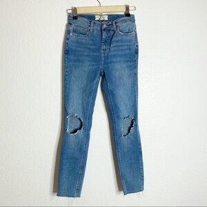 Free People- High Rise Busted Knee Skinny Jeans 25